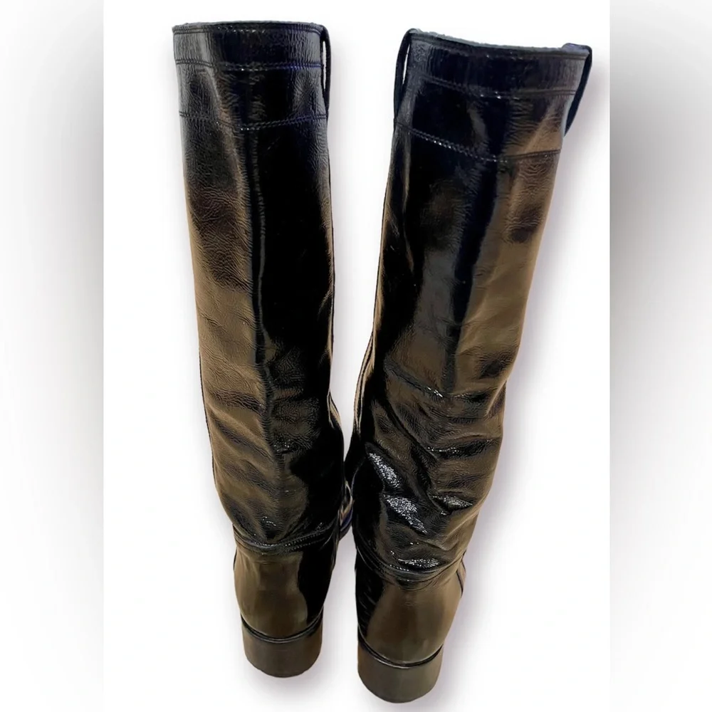 D'ESSAI Black Patent Leather Knee High Boots Size 8. - Picture 4 of 6